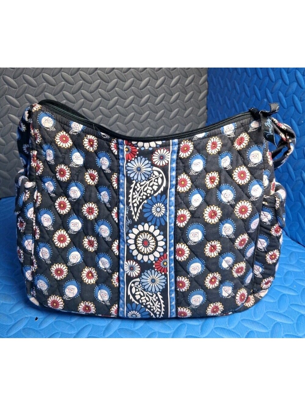 Vera Bradley Night, Owl, Black Paisley On The Go Crossbody Shoulder Bag Rare